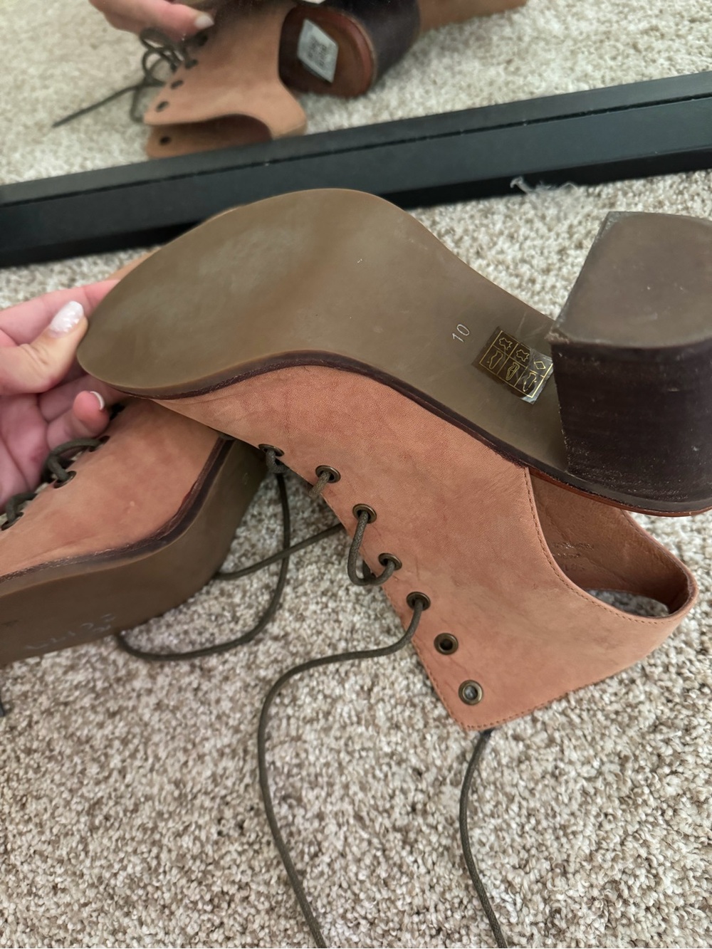 Free people Women's Lace-Up Open-Toe Suede Ankle Boots - Brown - Picture 3 of 6
